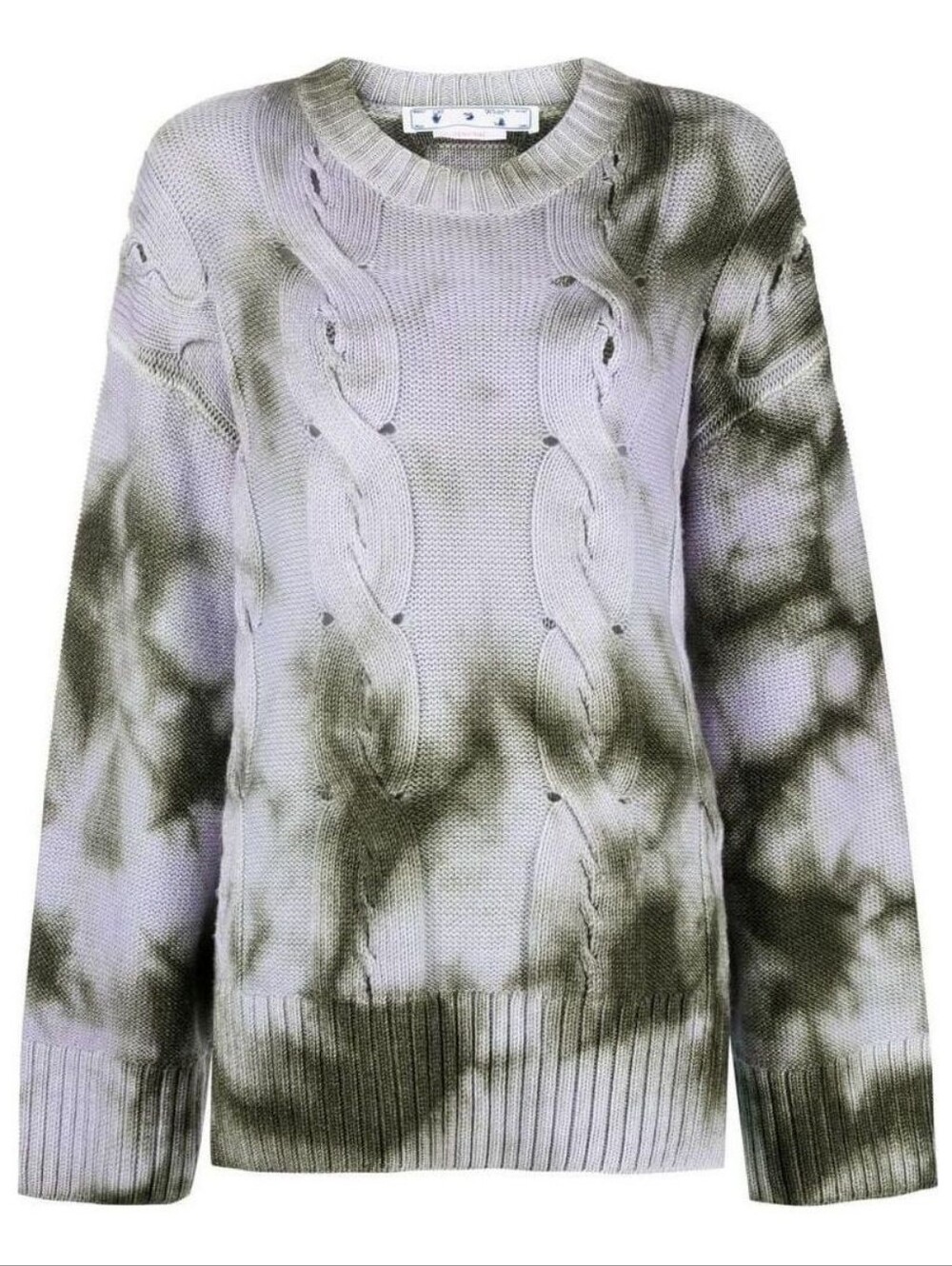 Off-White Tie-Dye Print Cable Knit Sweater
